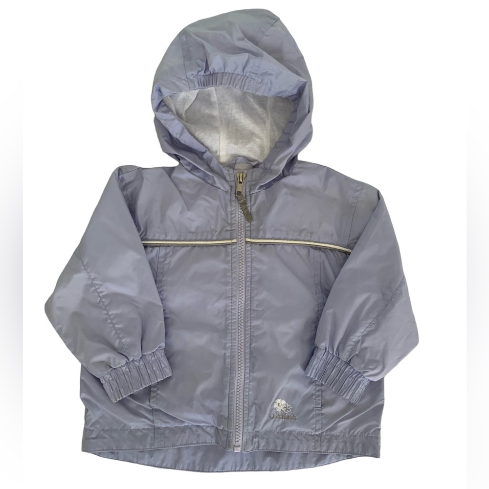 VTG Oshkosh Windbreaker Girls Size 18M Purple Jacket Hood Long Sleeves Lined